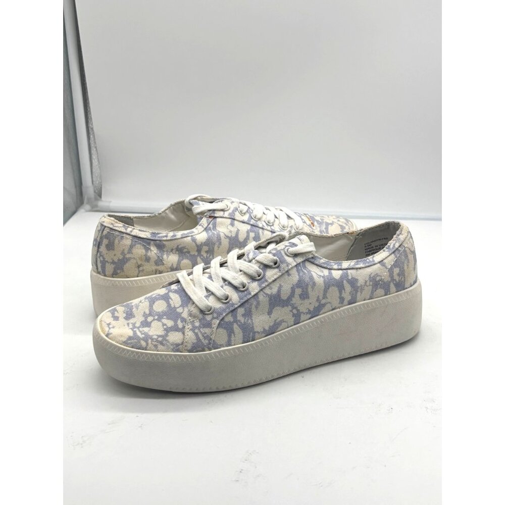 Open Edit Landyn Women's Printed Platform Sneaker, Blue Marble, Sz. 9.5
